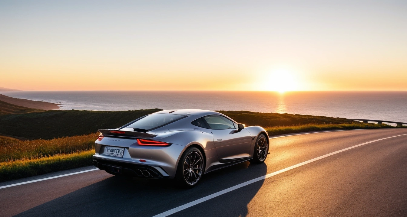 a stylish sports car parked on a scenic 1 2