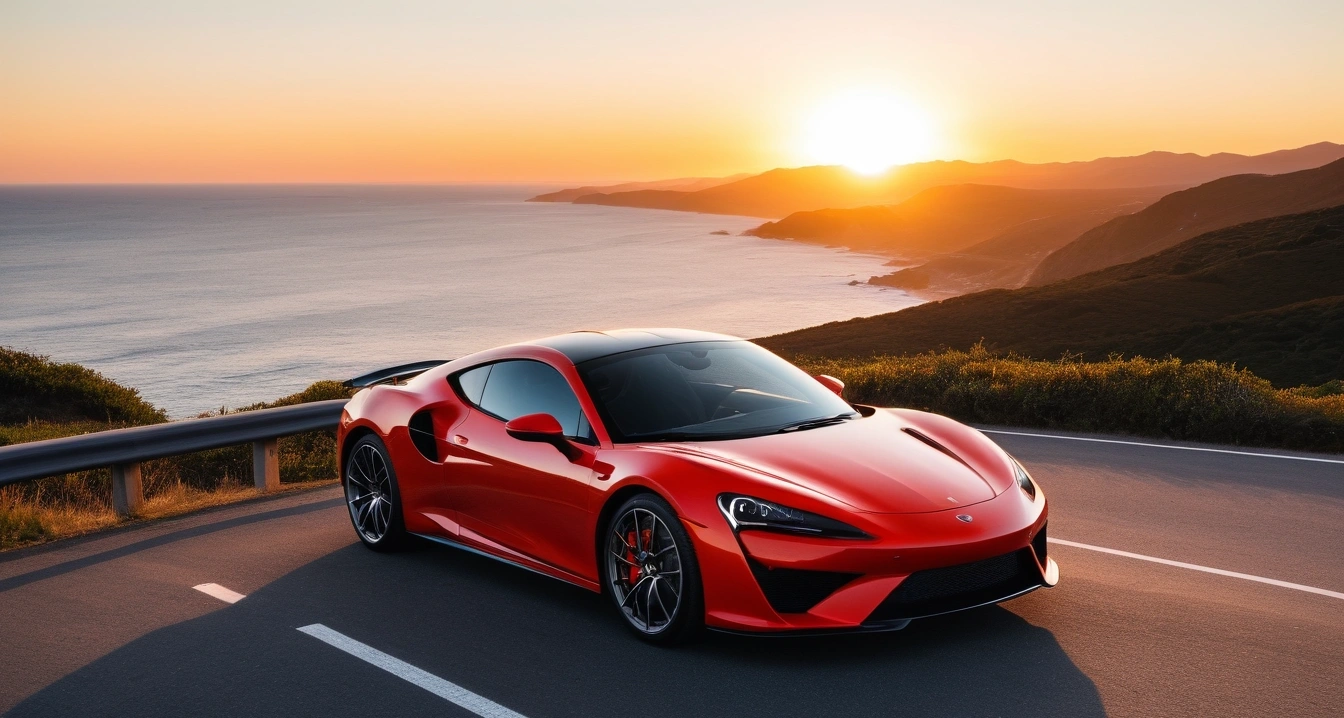 a stylish sports car parked on a scenic 1 6