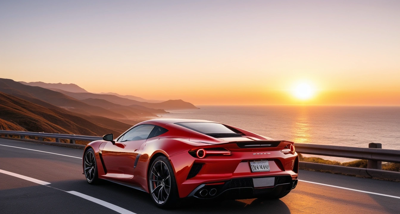 a stylish sports car parked on a scenic 1 7