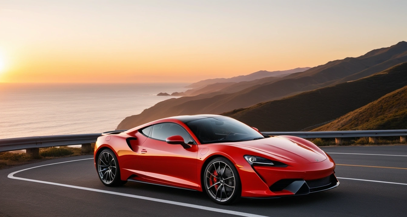 a stylish sports car parked on a scenic 1 9