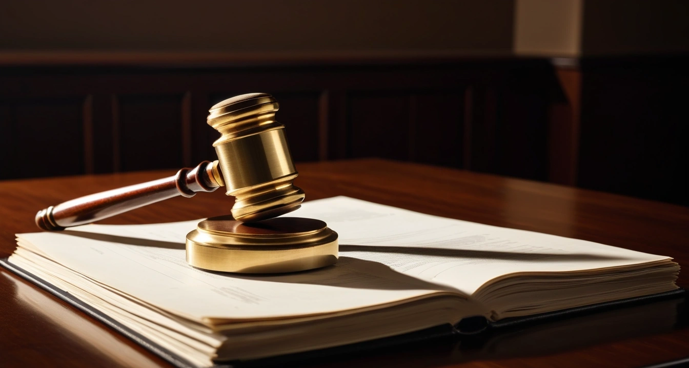 조기폐차지원금<br>- 조기 폐차 신청 서류 준비를 위한 스마트폰 활용법 (close-up of a classic brass legal gavel resting on a stack of official legal documents, elegant dark wooden table, professional lighting, no people)