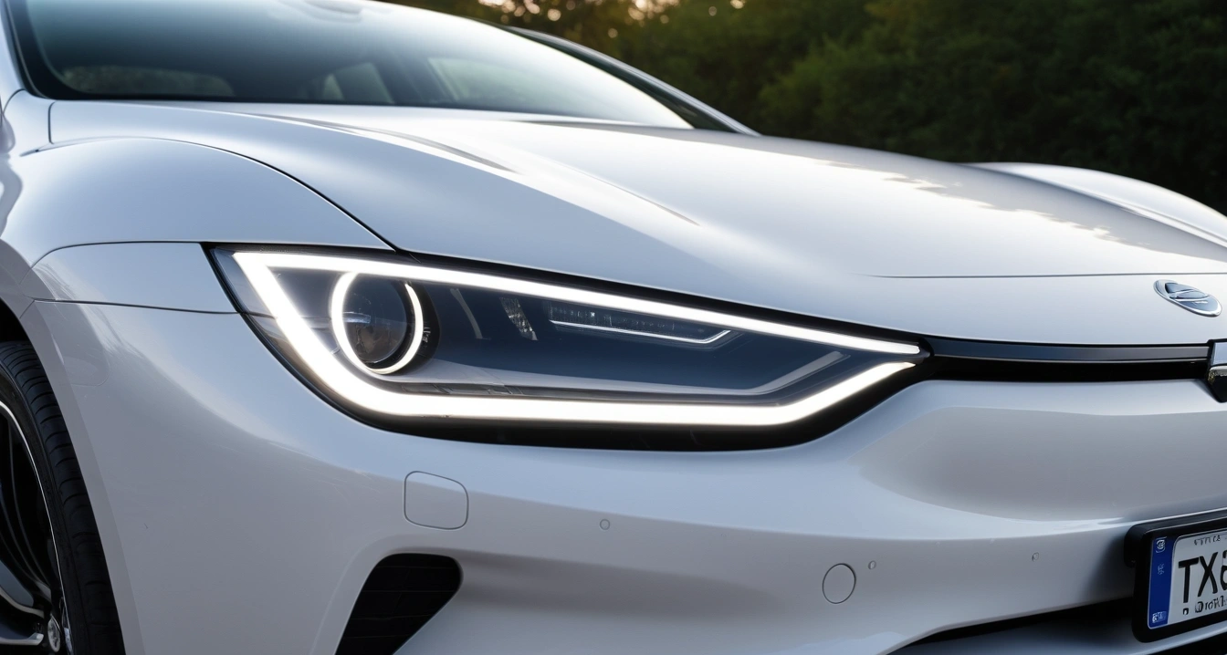 close up of a modern electric car headli 1
