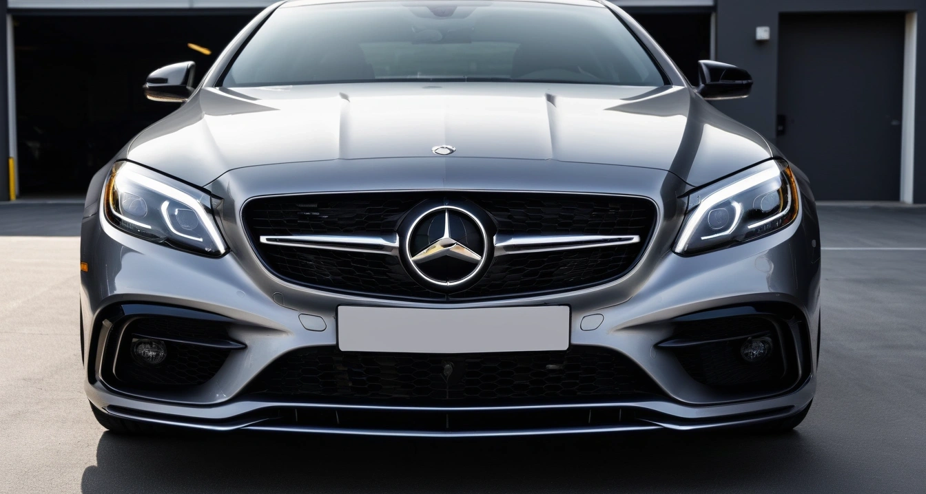 중고차<br>- 인증 중고차 시스템을 활용한 안전한 구매 전략 (close-up of a modern luxury car headlight and clean front bumper, professional automotive photography, no people)