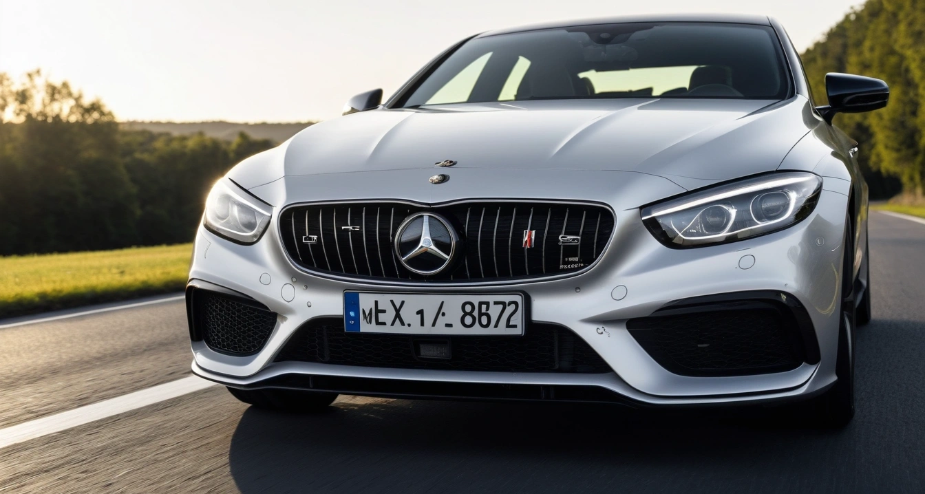 전기차<br>- 계절별 전기차 배터리 관리 매뉴얼과 정기 점검 (close-up of a modern luxury car headlight and clean front bumper, professional automotive photography, no people)