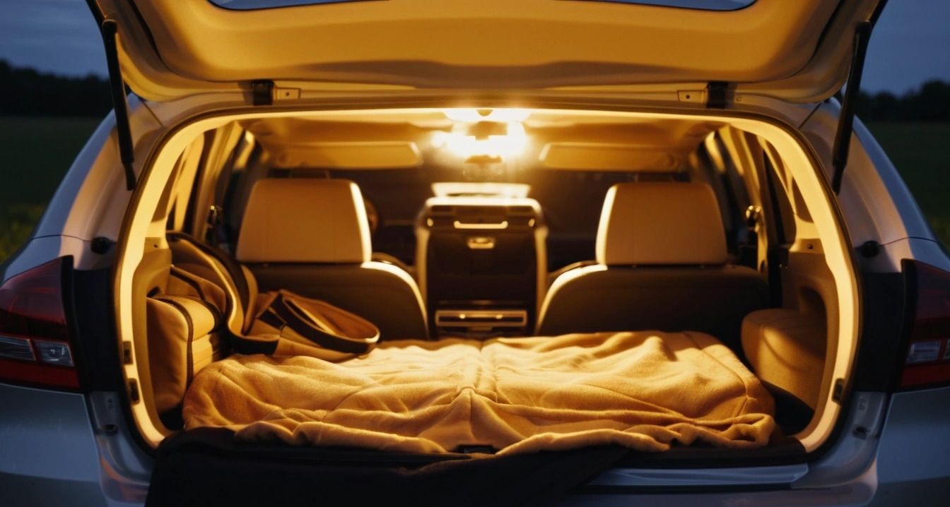 차박 캠핑<br>- 계절별 자동차 정비 및 효율적인 적재 공간 활용 (Organize storage in car trunk)