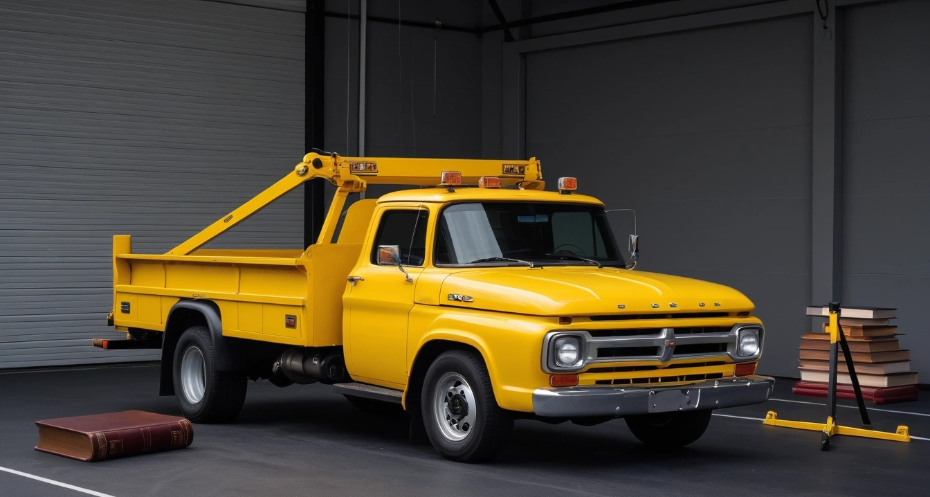 concept of a yellow tow truck parked saf 1
